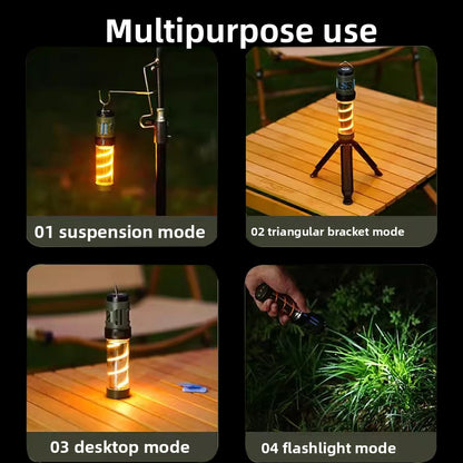 Outdoor Portable Camping Light LED Multi-Function Mosquito Repellent Camping Lantern Type-C Charging Portable Magnetic Suction Tripod Tent Ambience Light