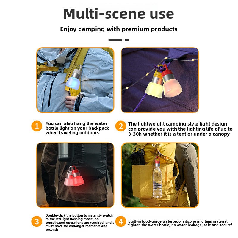 New Creative Camping Water Bottle Light Outdoor Hiking Portable Multi-Scene Ambience Light Hanging Light Spotlight Flashlight