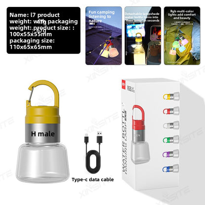 New Creative Camping Water Bottle Light Outdoor Hiking Portable Multi-Scene Ambience Light Hanging Light Spotlight Flashlight