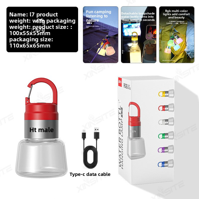 New Creative Camping Water Bottle Light Outdoor Hiking Portable Multi-Scene Ambience Light Hanging Light Spotlight Flashlight