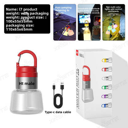 New Creative Camping Water Bottle Light Outdoor Hiking Portable Multi-Scene Ambience Light Hanging Light Spotlight Flashlight