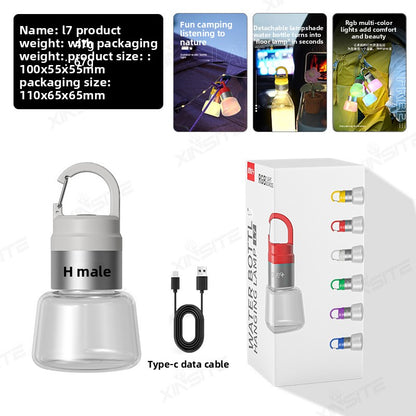 New Creative Camping Water Bottle Light Outdoor Hiking Portable Multi-Scene Ambience Light Hanging Light Spotlight Flashlight