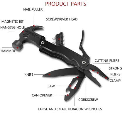 Multifunctional Survival Hammer 14 in 1 Stainless Steel Alloy Material