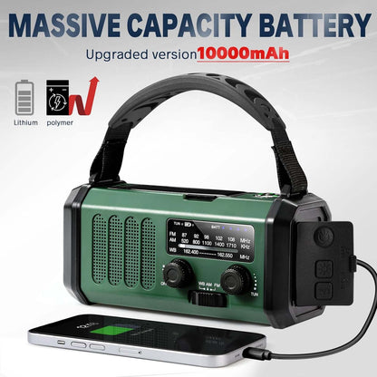 10,000mAh Emergency Crank & Solar Weather Radio