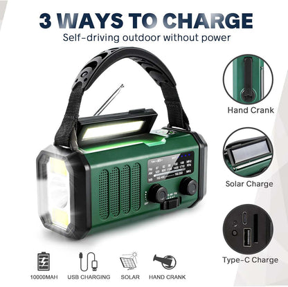 10,000mAh Emergency Crank & Solar Weather Radio