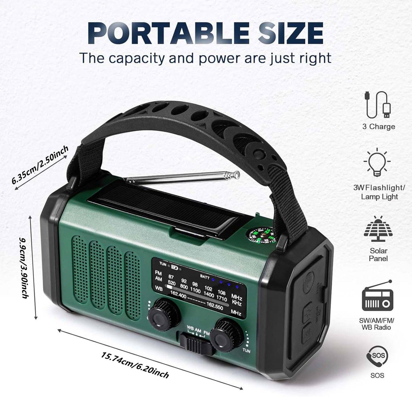 10,000mAh Emergency Crank & Solar Weather Radio