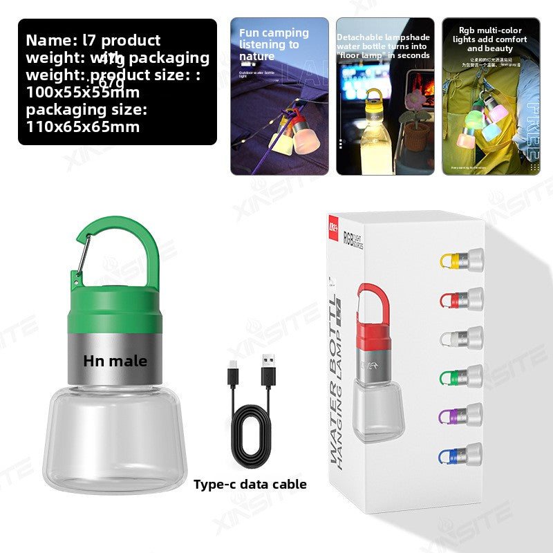 New Creative Camping Water Bottle Light Outdoor Hiking Portable Multi-Scene Ambience Light Hanging Light Spotlight Flashlight